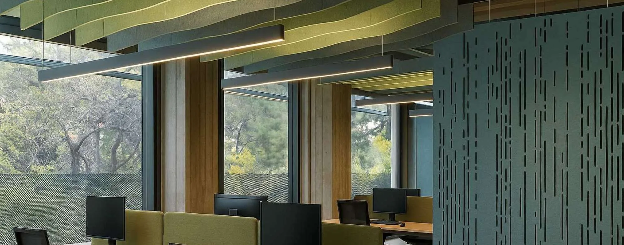 Acoustic ceiling baffles and panels for offices Jordan