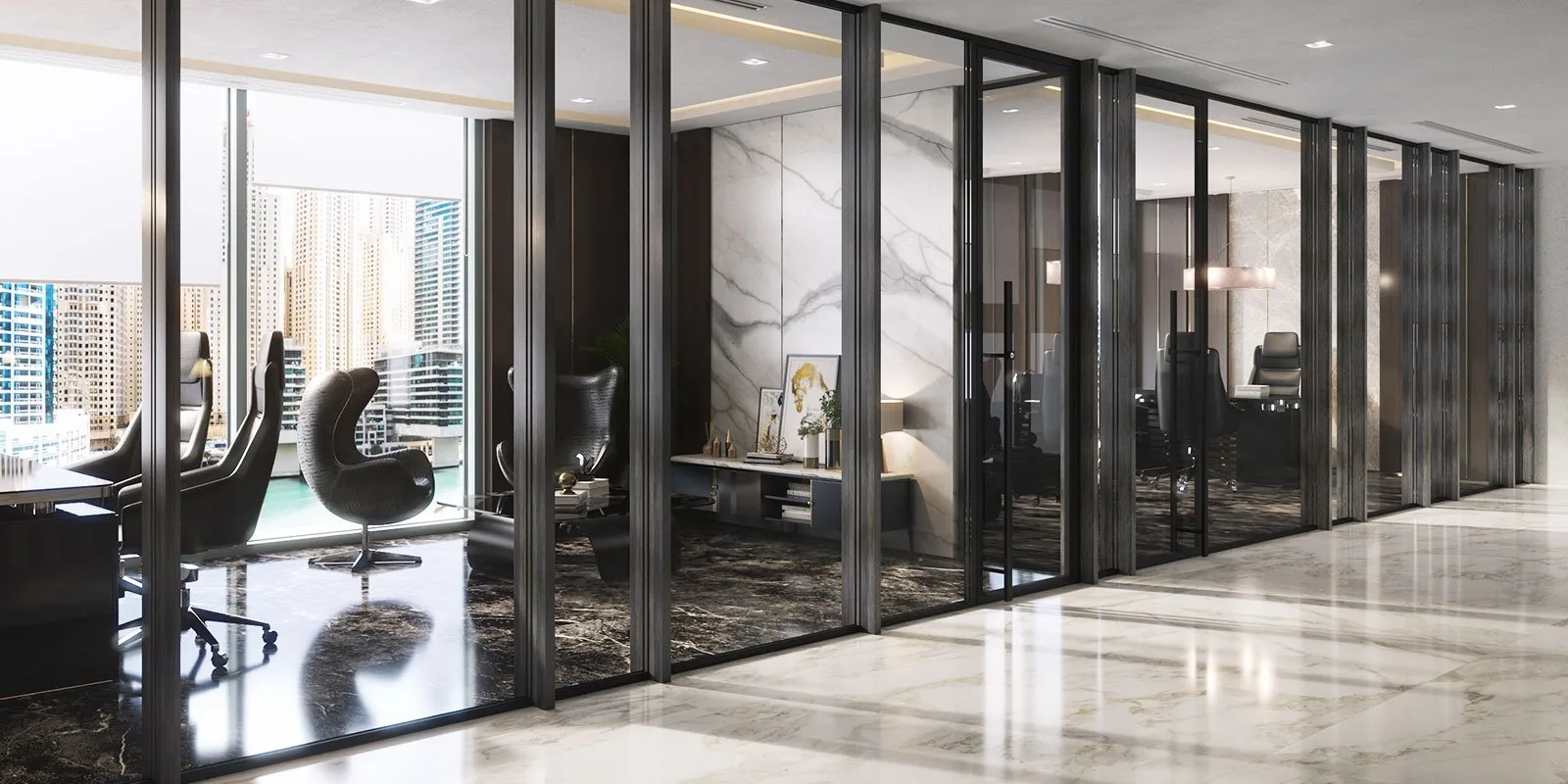 Double glazed glass partitions for offices Jordan