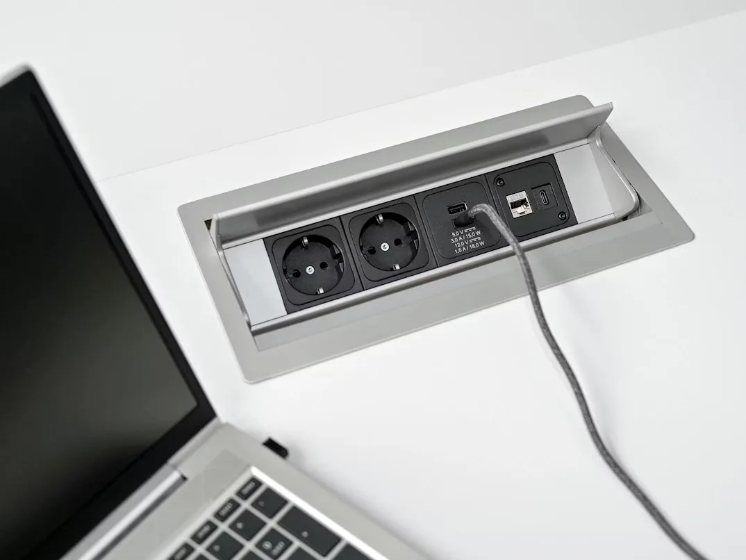 Desk integrated power modules and USB hubs office Jordan